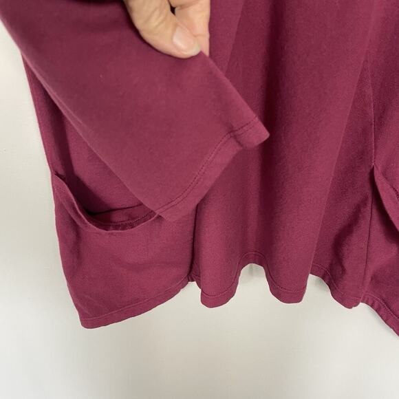 Cut Loose Tunic Top Women’s XL Burgundy Stretch Minimalist Lagenlook Pockets USA - Picture 6 of 10